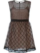 Red Valentino Embroidered Flared Short Dress, Women's, Size: 42, Black, Cotton