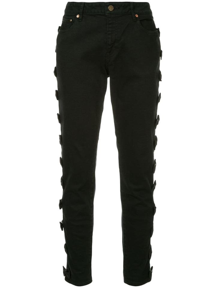 Tu Es Mon Trésor Side Ribbon Edge Jeans - Black