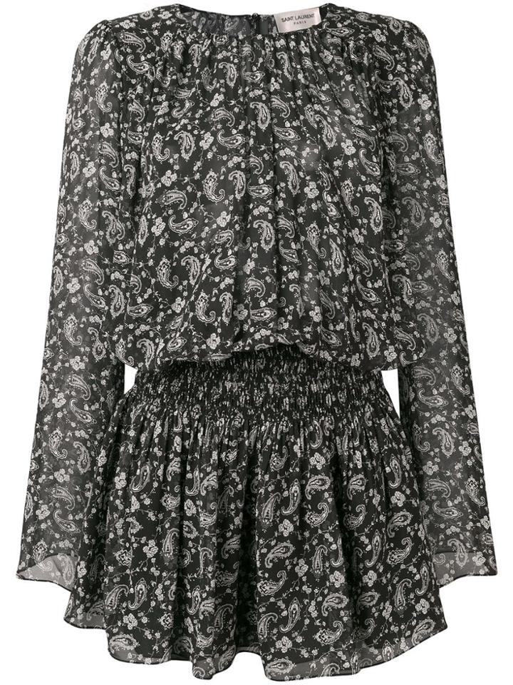 Saint Laurent Paisley Printed Dress - Black