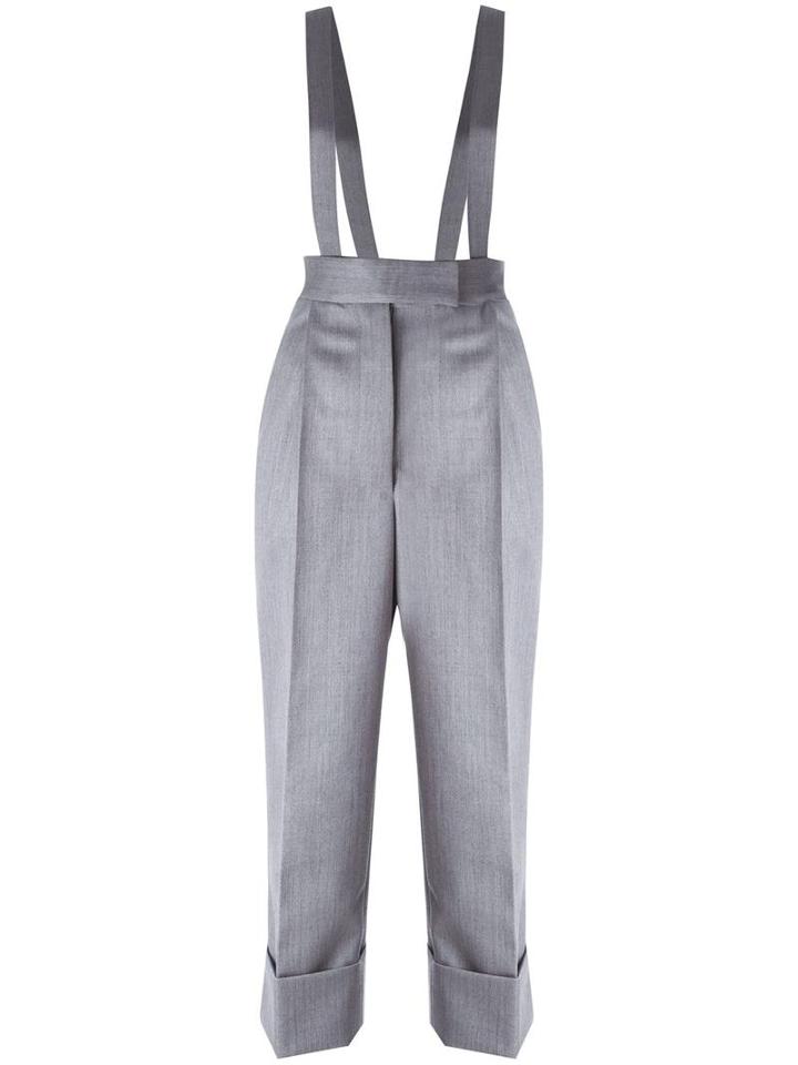 Thom Browne Suspender Trousers, Women's, Size: 40, Grey, Wool/silk