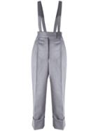 Thom Browne Suspender Trousers, Women's, Size: 40, Grey, Wool/silk