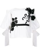 Marchesa Floral Appliqué Blouse - White