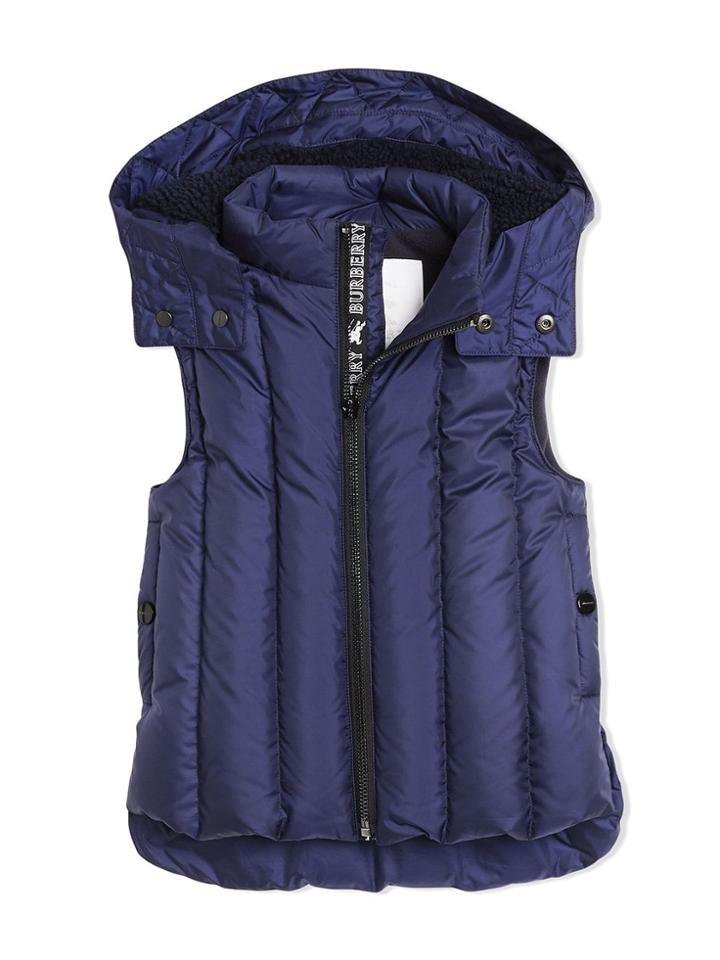 Burberry Kids Detachable Hood Down-filled Gilet - Blue