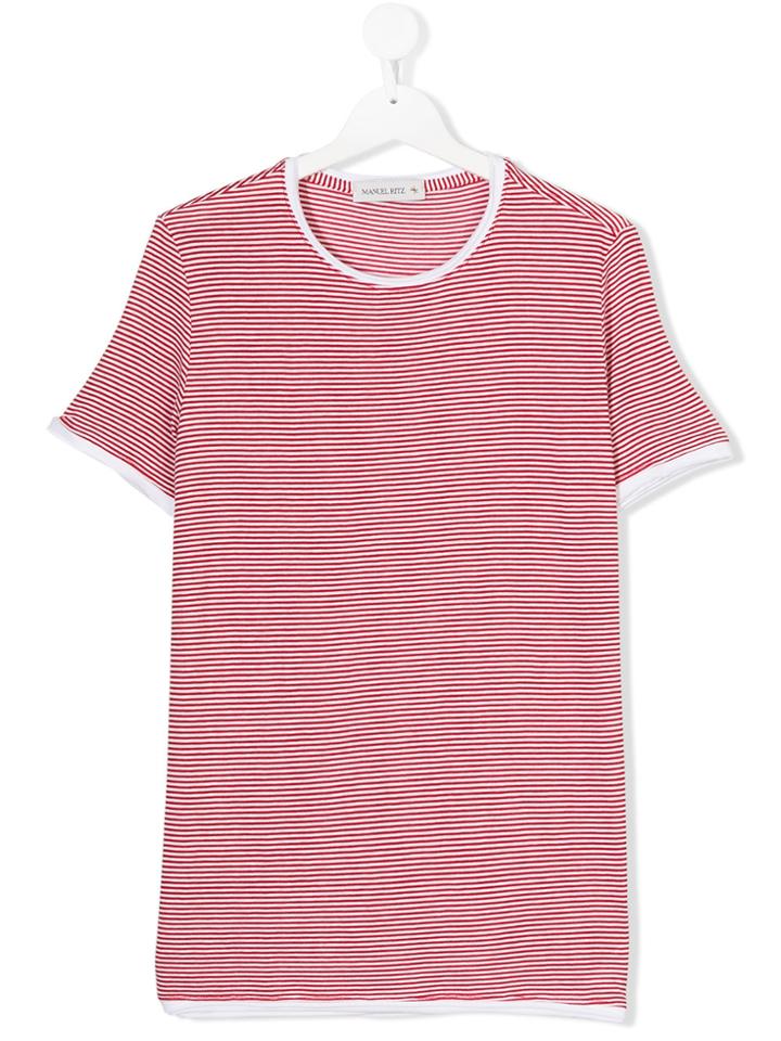 Manuel Ritz Kids Teen Striped Short Sleeve T-shirt - Red