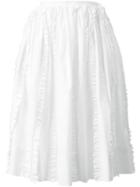 Rochas Frill Trim Midi Skirt, Women's, Size: 40, White, Cotton/spandex/elastane