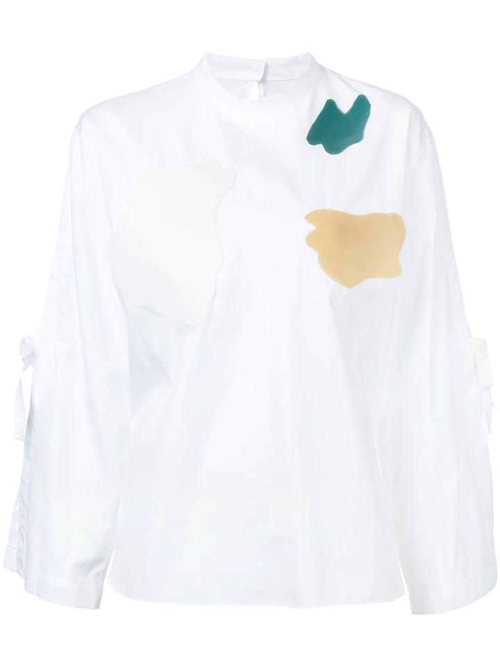 Toga - Flared Tied Longsleeves Blouse - Women - Cotton - 38, White, Cotton