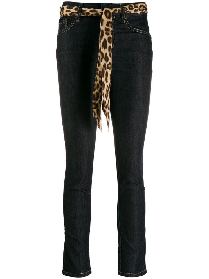 Liu Jo Slim Fit Jeans With Leopard Print Belt - Blue