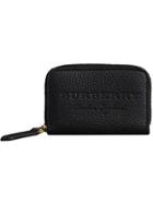 Burberry Textured Leather Ziparound Coin Case - Black