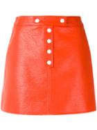 Buttoned Mini-skirt - Women - Cotton/polyurethane/acetate/cupro - 38, Red, Cotton/polyurethane/acetate/cupro, Courrèges