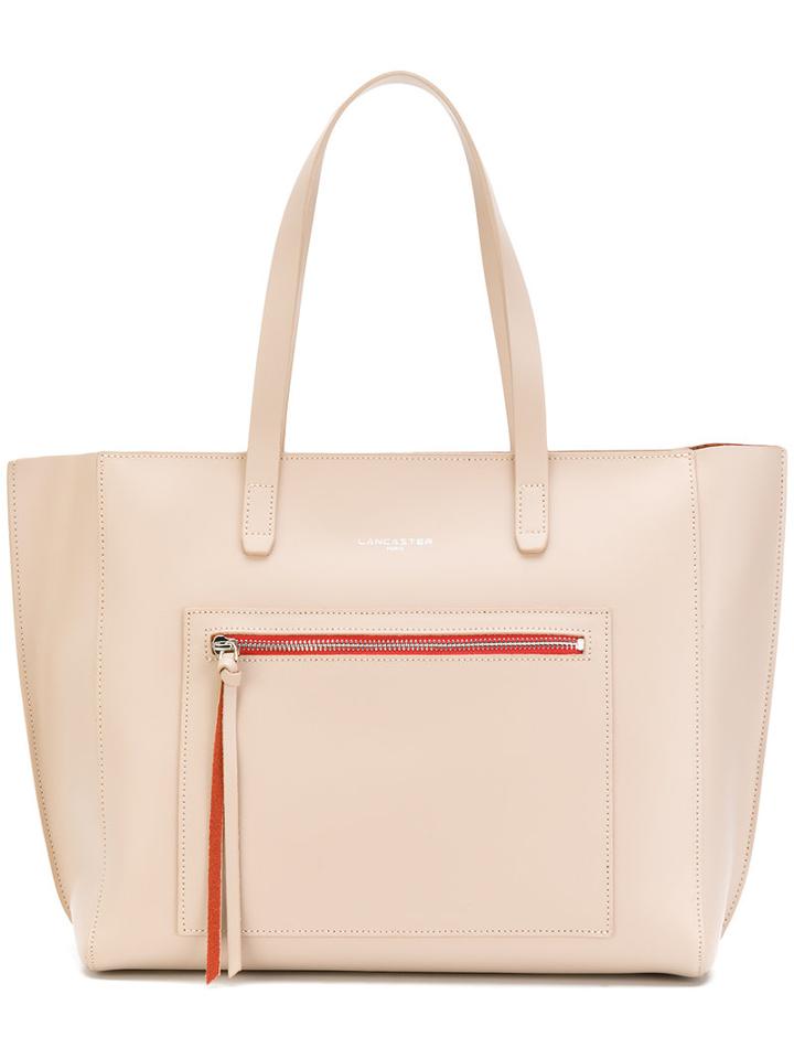 Lancaster - Zip Pocket Tote - Women - Leather - One Size, Nude/neutrals, Leather