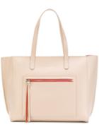 Lancaster - Zip Pocket Tote - Women - Leather - One Size, Nude/neutrals, Leather