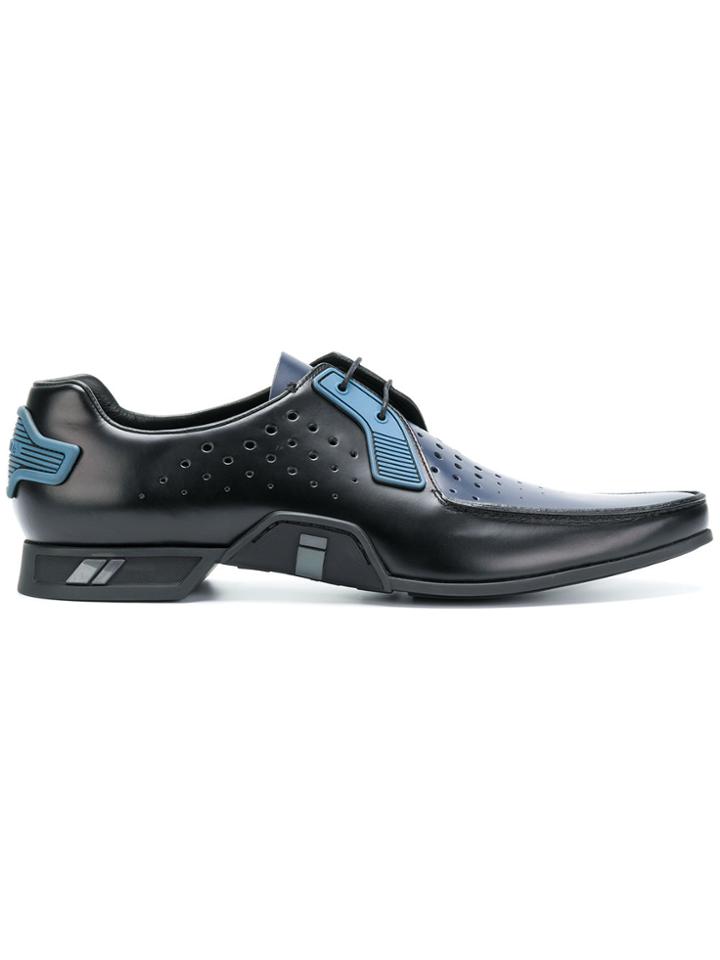 Prada Perforated Derby Shoes - Black