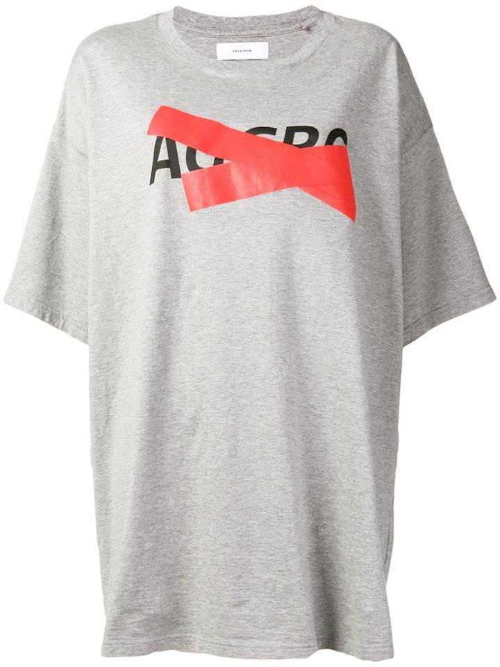 Facetasm Oversized Contrast Print T-shirt - Grey