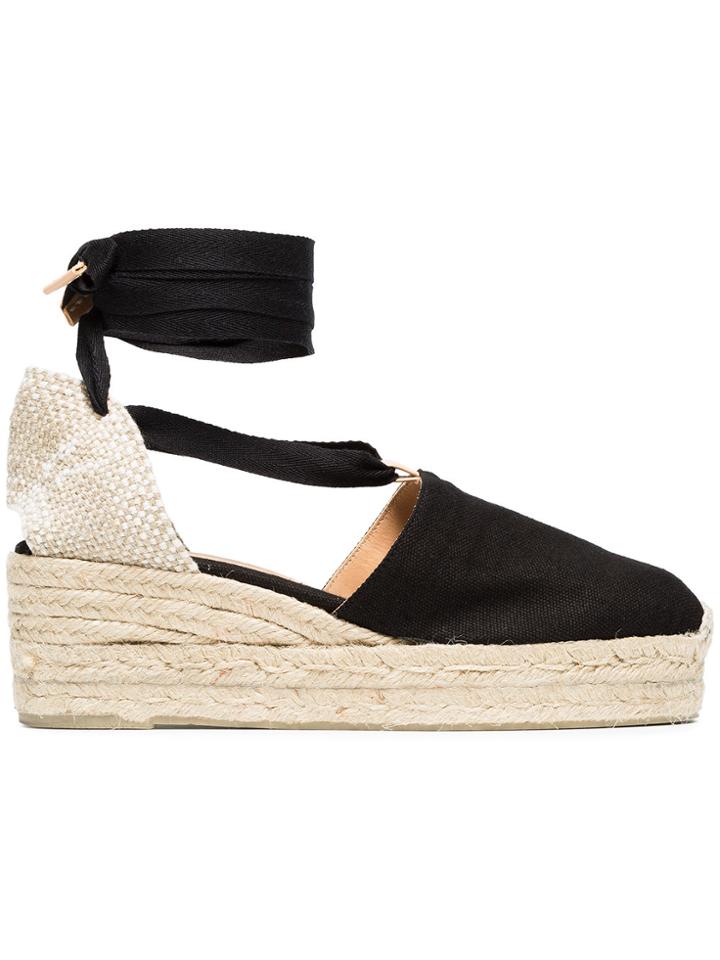 Castañer Black Campesina 50 Canvas Wedge Espadrilles