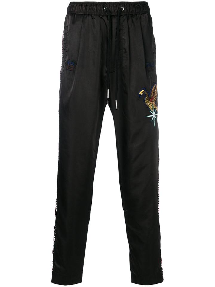 Diesel Embroidered Satin Joggers - Black