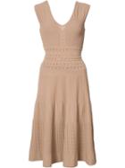 No21 Rib Knit Skater Dress, Women's, Size: 40, Brown, Polyester/viscose