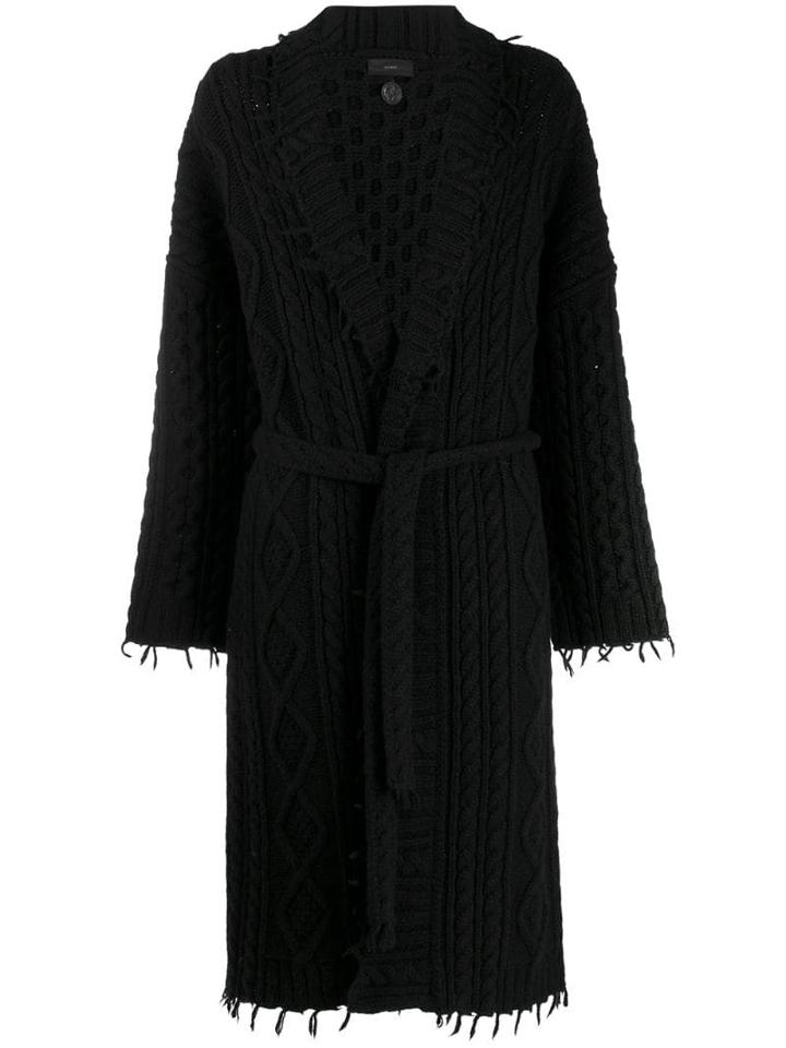 Alanui Long Aran Knit Cardigan - Black