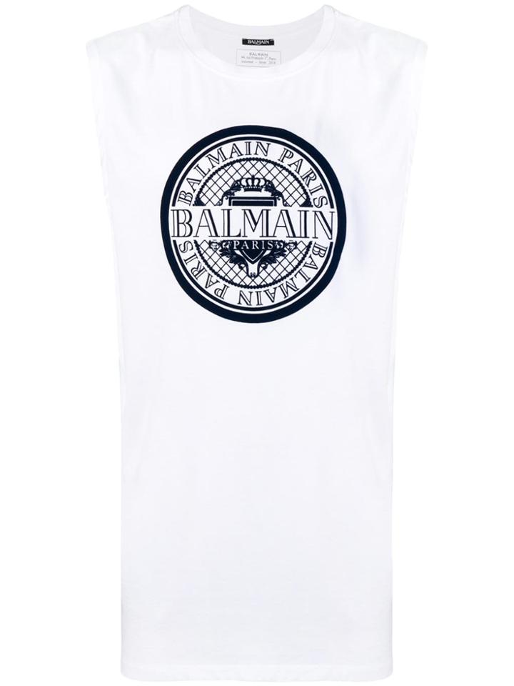 Balmain Graphic Tank Top - White