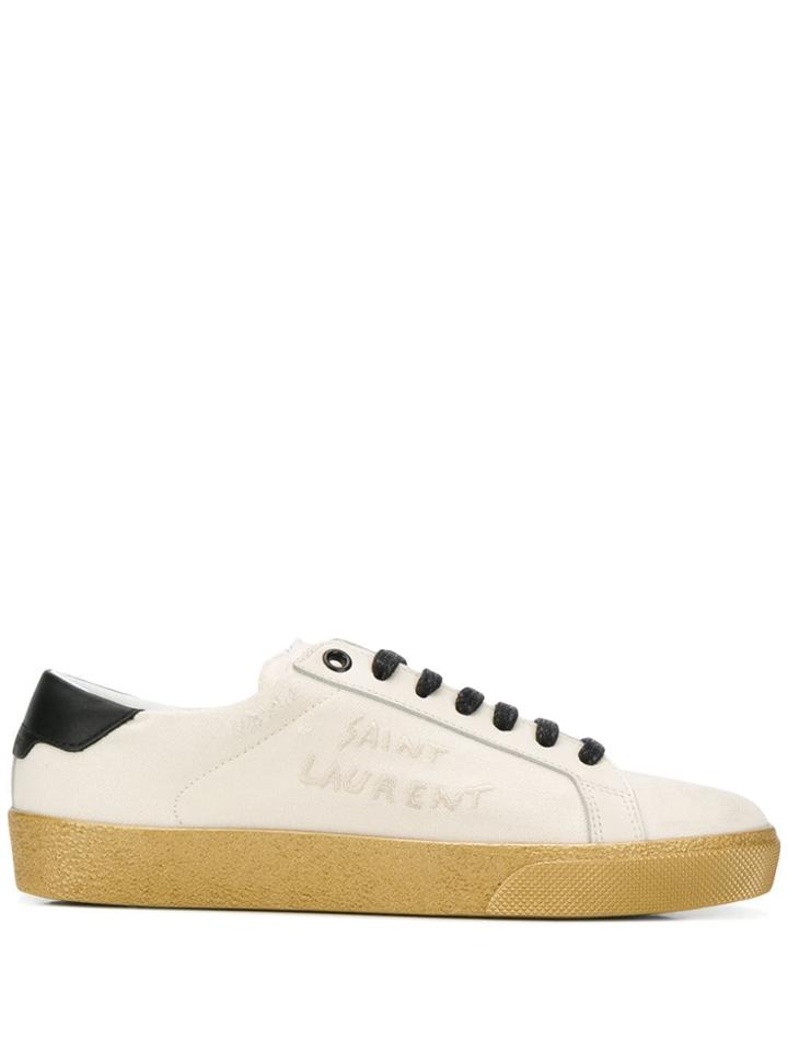 Saint Laurent Distressed Sneakers - White