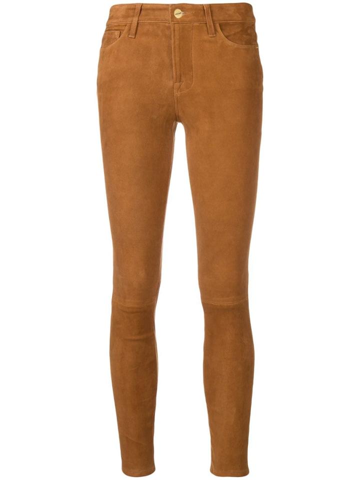 Frame Nubuck Skinny Trousers - Brown