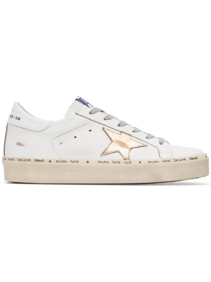 Golden Goose Deluxe Brand Leather Gold Hi Star Trainers - White