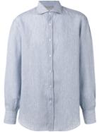 Brunello Cucinelli Striped Shirt, Men's, Size: Xl, Blue, Cotton/linen/flax