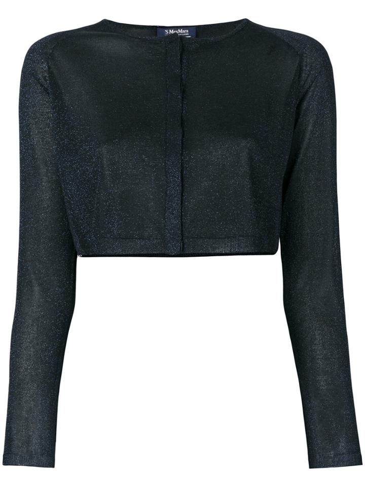 's Max Mara Cropped Lurex Cardigan - Blue