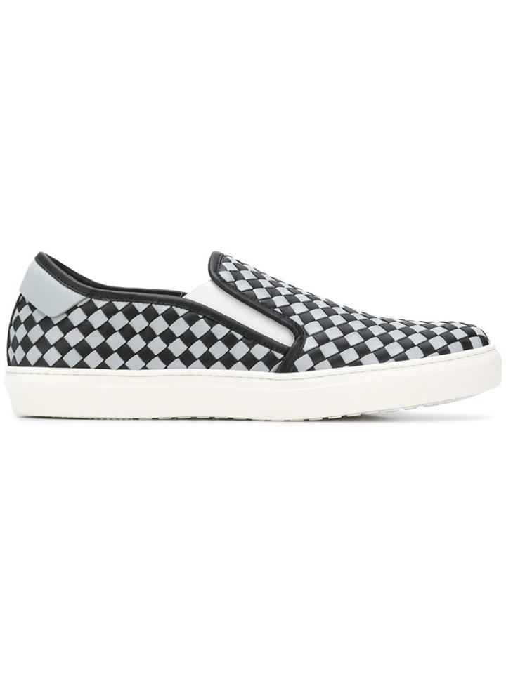 Bottega Veneta Nero/arctic Calf Bv Checker Slip-on - Black