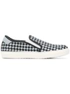 Bottega Veneta Nero/arctic Calf Bv Checker Slip-on - Black
