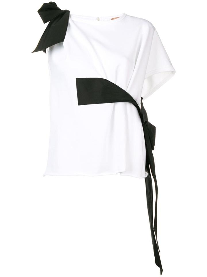 No21 Asymmetric Contrast Top - White