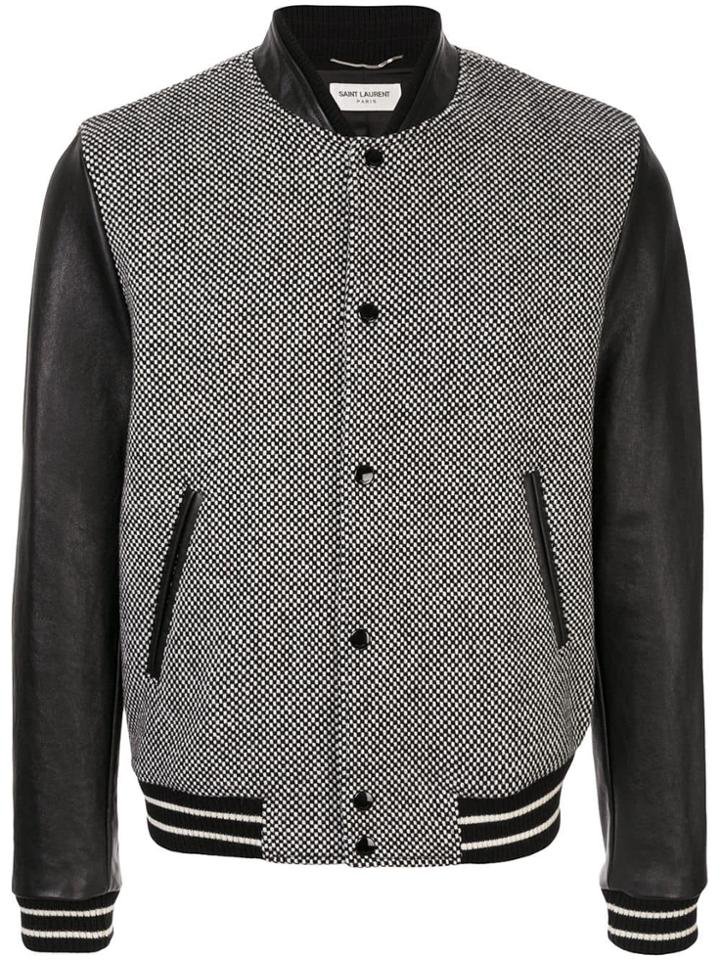 Saint Laurent Checkered Body Bomber Jacket - Black