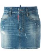 Microstudded Denim Skirt, Women's, Size: 38, Blue, Cotton/spandex/elastane/polyester/aluminium, Dsquared2