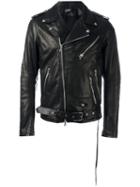 Amiri Zipped Biker Jacket, Men's, Size: Medium, Black, Leather/tencel/spandex/elastane/silk