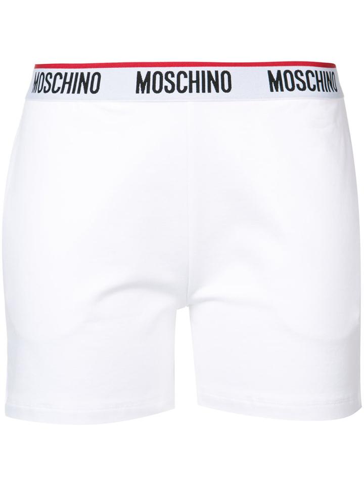 Moschino - Logo Trim Waistband Shorts - Women - Cotton/spandex/elastane - S, White, Cotton/spandex/elastane