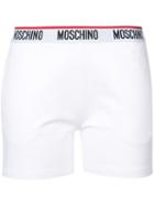 Moschino - Logo Trim Waistband Shorts - Women - Cotton/spandex/elastane - S, White, Cotton/spandex/elastane