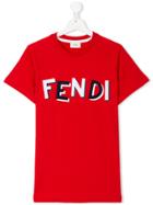 Fendi Kids Logo Print T-shirt - Red
