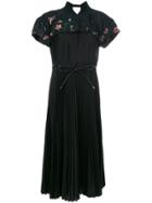 Sacai Embroidered Pleated Dress - Black