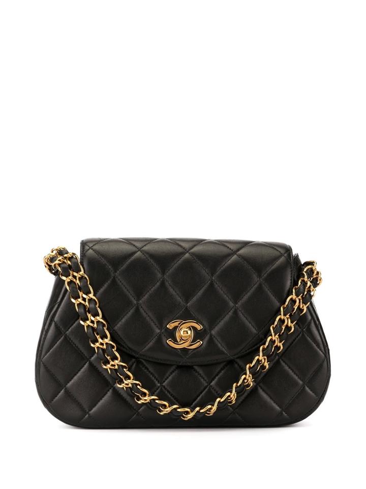 Chanel Pre-owned 1997 Diamond Quilted Cc Shoulder Bag - Black