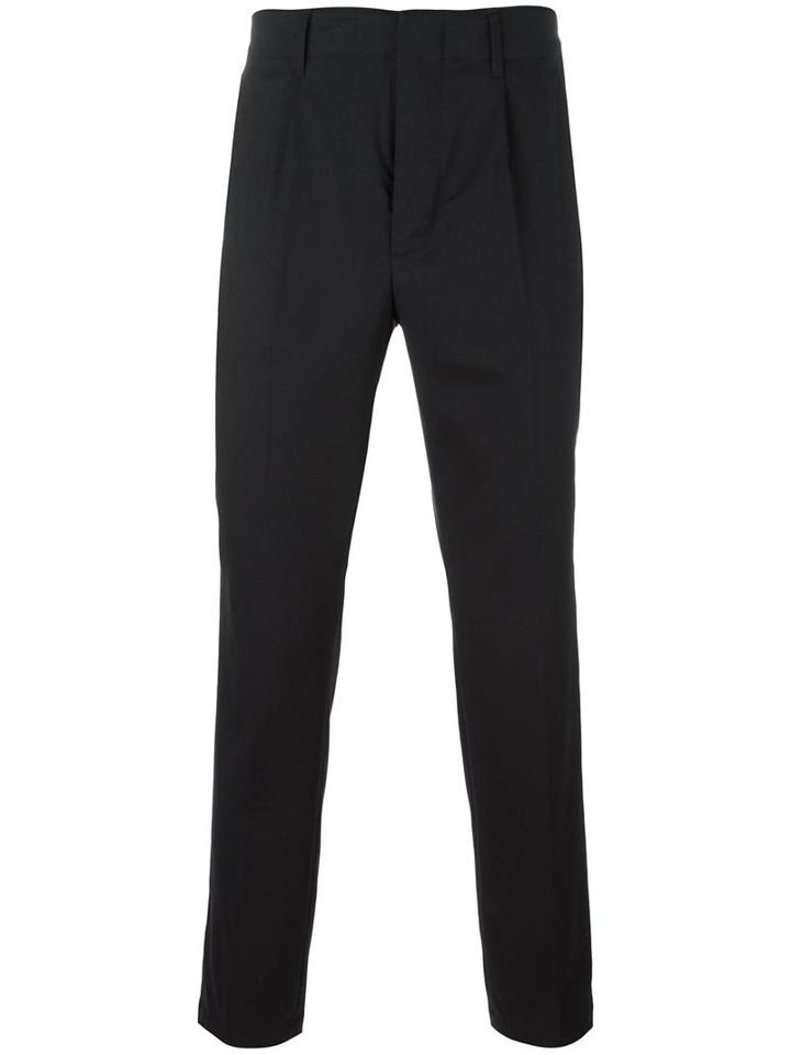 Dondup Pleated Detailing Tapered Trousers, Men's, Size: 31, Black, Virgin Wool/spandex/elastane/cotton