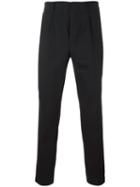 Dondup Pleated Detailing Tapered Trousers, Men's, Size: 31, Black, Virgin Wool/spandex/elastane/cotton