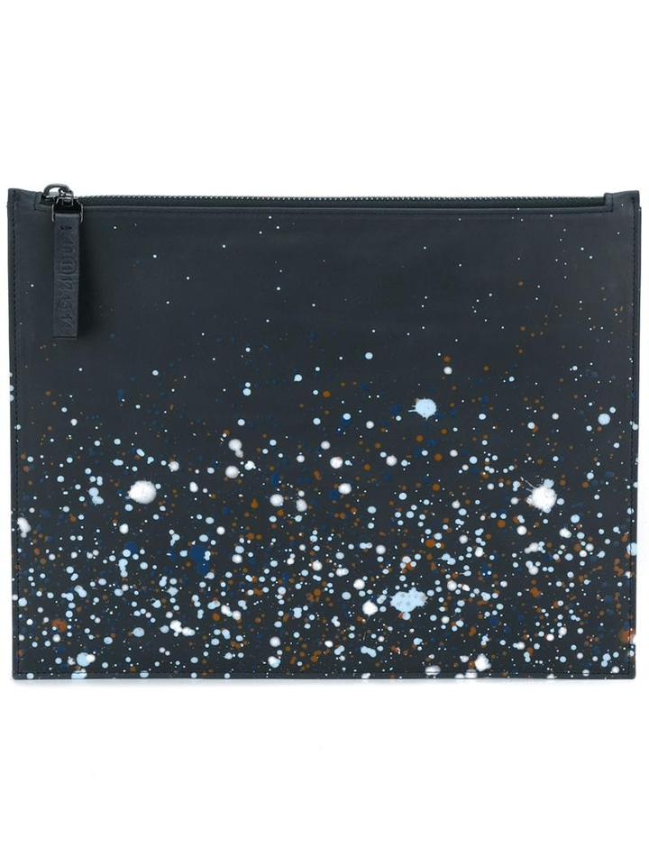Maison Margiela Paint Splatter Pouch, Men's, Black, Calf Leather/polyester/cotton