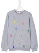 Msgm Kids Skate Applique Sweatshirt, Girl's, Size: 14 Yrs, Grey