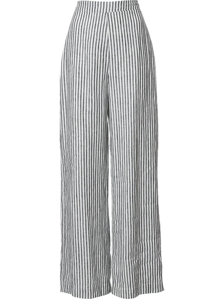 Osklen - Striped Pants - Women - Linen/flax - 38, Black, Linen/flax