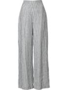 Osklen - Striped Pants - Women - Linen/flax - 38, Black, Linen/flax