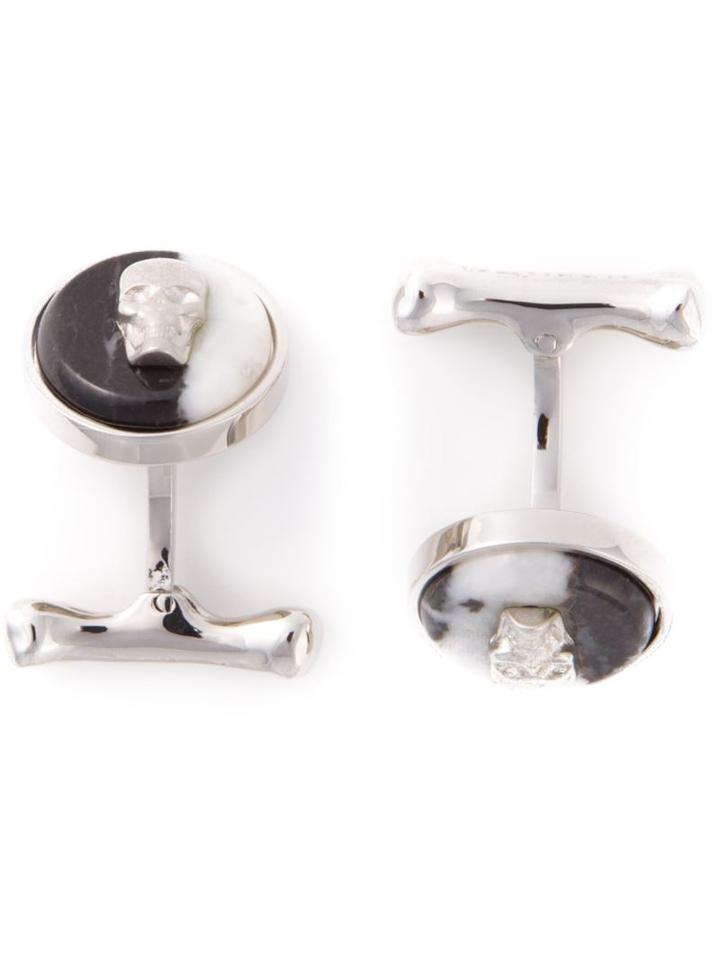 Alexander Mcqueen Skull Cufflinks, Men's, Metallic, Brass