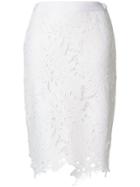 Msgm Floral Lace Skirt - White