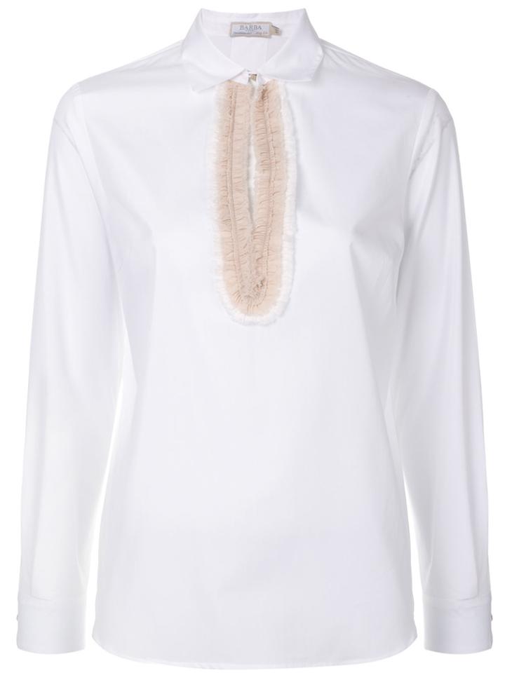 Barba Ruffle Bib Shirt - White