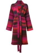The Elder Statesman - Striped Cardi-coat - Women - Cashmere - S, Women's, Red, Cashmere