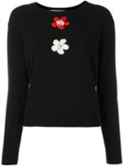 Blugirl Floral Embroidered Jumper, Women's, Size: 40, Black, Polyamide/viscose/cashmere/wool