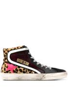 Golden Goose Leopard Print High Top Sneakers - Red